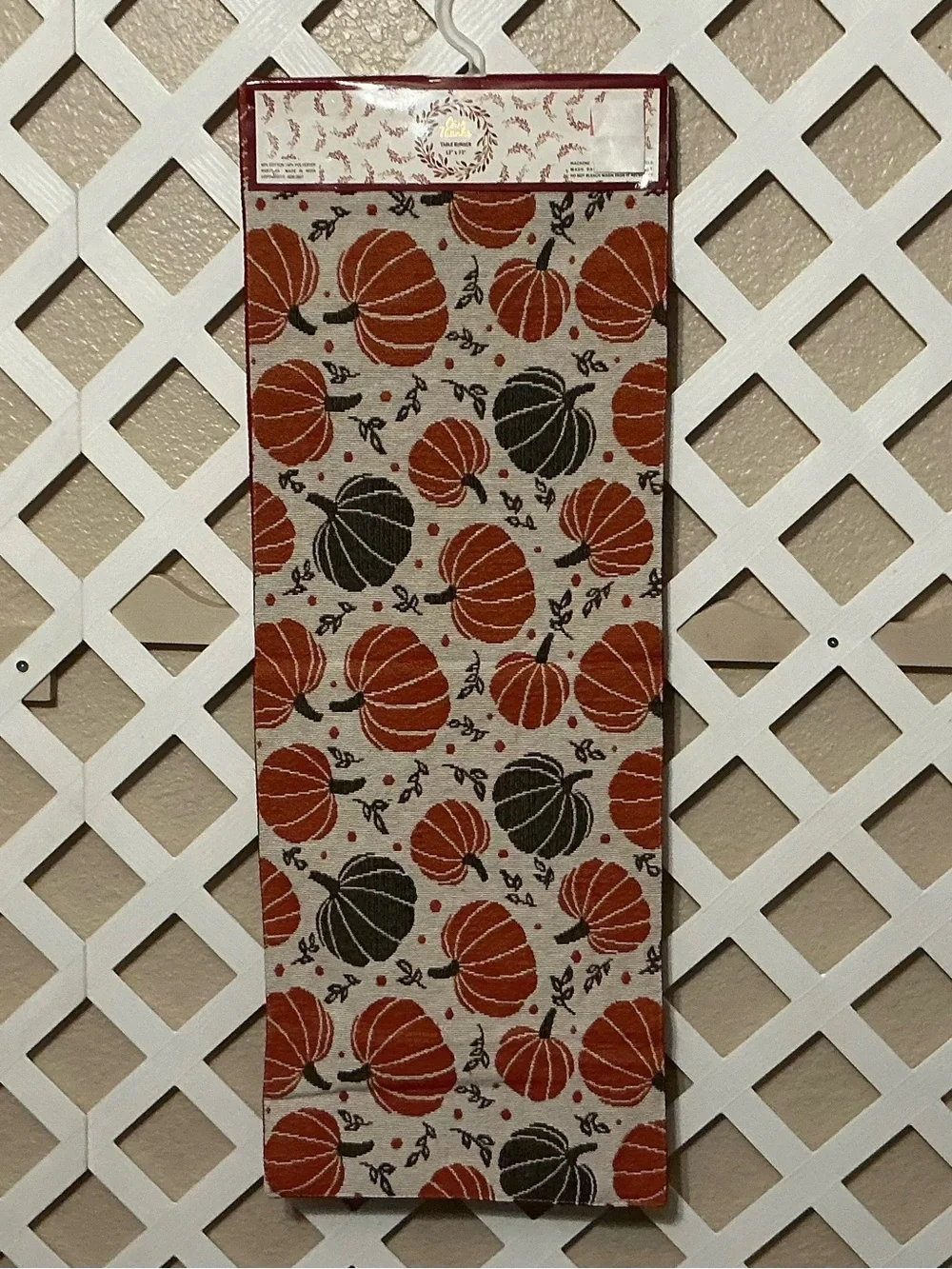 Fall Orange & Green Pumpkin Table Runner